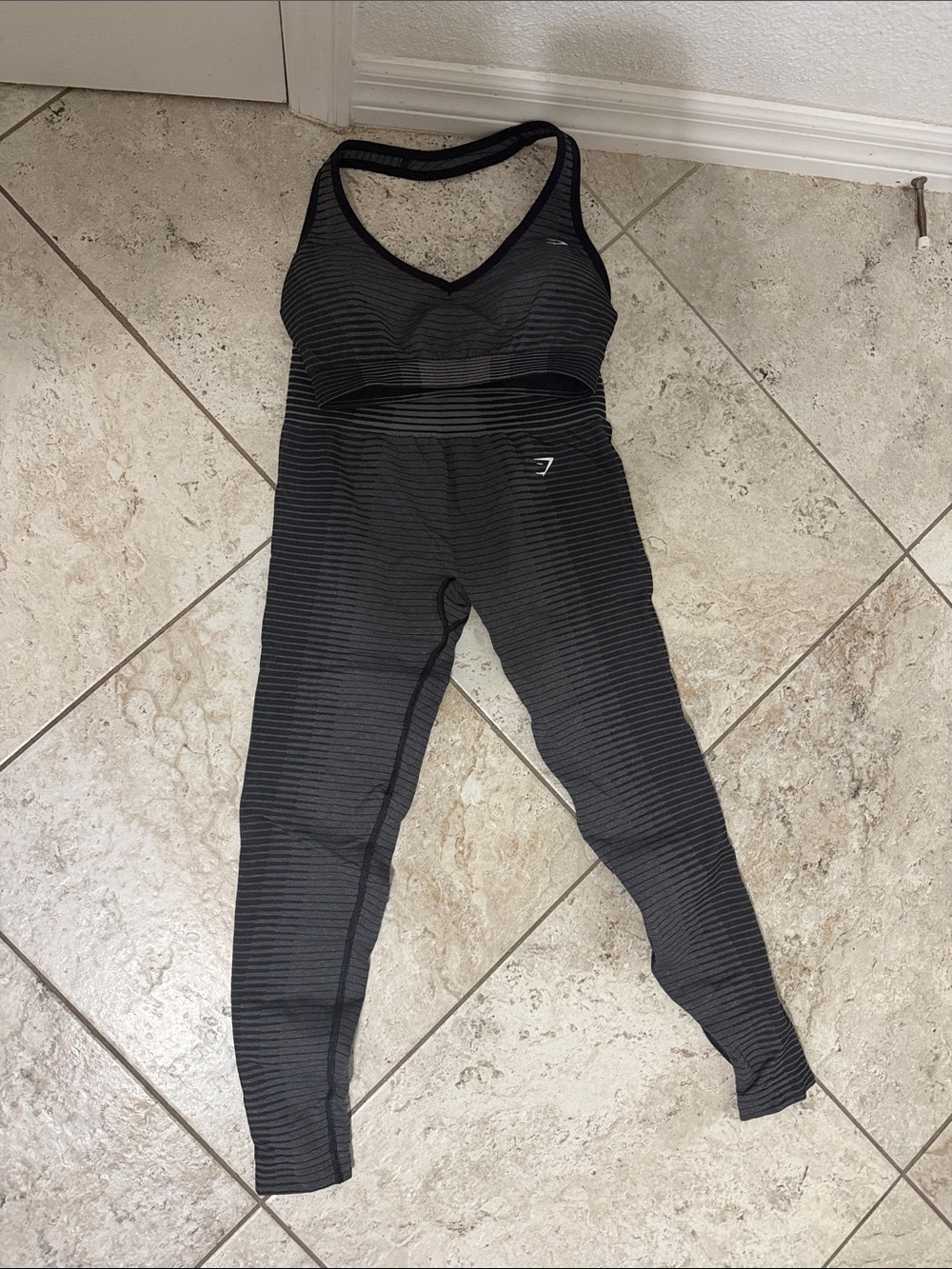 Gymshark Black Ribbed Seamless Leggings and Sports Bra Set
